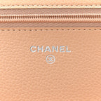 Caviar Quilted Wallet on Chain WOC Beige