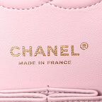 Caviar Quilted Medium Double Flap Light Pink