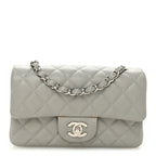 Caviar Quilted Mini Rectangular Flap Light Grey