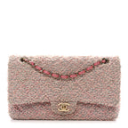Tweed Medium Double Flap Pink