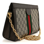 GG Supreme Monogram Web Small Ophidia Chain Shoulder Bag Brown