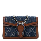 New Denim GG Monogram Dollar Calfskin Enamel Super Mini Dionysus Shoulder Bag Blue Tea Cuir Epilog Electric Blue