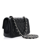 Lambskin Quilted Mini Rectangular Flap Black