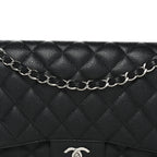 Caviar Quilted Jumbo Double Flap Black