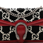 Tweed GG Monogram Small Dionysus Shoulder Bag Black White Romantic Cherry