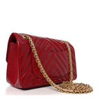 Aged Calfskin Chevron Quilted 2.55 Reissue Mini Flap Dark Red