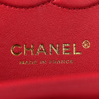 Caviar Chevron Quilted Medium Double Flap Red