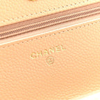 Caviar Quilted Wallet on Chain WOC Beige