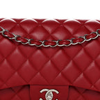 Caviar Quilted Jumbo Double Flap Dark Red