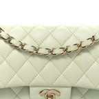 Caviar Quilted Small Double Flap Light Green