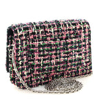 Tweed Quilted Reissue Wallet On Chain WOC Pink Multicolor