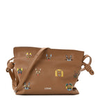 X Louis Wain Smooth Calfskin Futurist Cats Mini Flamenco Knot Clutch Mocha