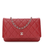 Caviar Quilted Wallet on Chain WOC Red