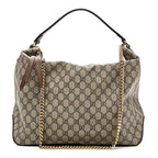 GG Supreme Monogram Large Linea A Hobo Light Brown