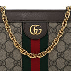 GG Supreme Monogram Web Small Ophidia Chain Shoulder Bag Brown