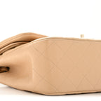 Caviar Quilted Jumbo Double Flap Beige