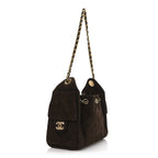 Suede Quilted Mini Chanel 25 Handbag Dark Brown