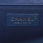 Caviar Quilted Medium Boy Flap Dark Blue