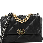 Goatskin Quilted Large Chanel 19 Flap Black