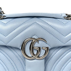 Lambskin Matelasse Small GG Marmont Shoulder Bag Porcelain Light Blue