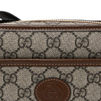 GG Supreme Monogram Azalea Calfskin Mini Retro Interlocking G Shoulder Bag Beige Ebony Brown Sugar