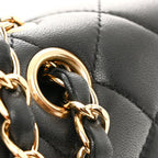 Lambskin Quilted Medium Double Flap Black