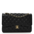 Caviar Quilted Jumbo Double Flap Black