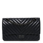 Aged Calfskin Chevron Quilted 2.55 Reissue 225 Flap So Black