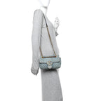 Denim Matelasse Mini Pearly GG Marmont Shoulder Bag Blue
