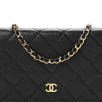 Caviar Quilted Wallet on Chain WOC Black