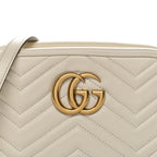 Calfskin Matelasse Small GG Marmont Chain Shoulder Bag White