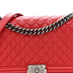 Lambskin Quilted New Medium Boy Flap Red