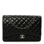 Lambskin Quilted Maxi Double Flap Black