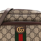 GG Supreme Monogram Textured Dollar Calfskin Web Mini Ophidia Convertible Shoulder Bag Beige Ebony New Acero