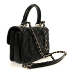 Lambskin Quilted Small Trendy CC Dual Handle Flap Bag Black