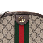GG Supreme Monogram Textured Dollar Calfskin Web Small Ophidia Dome Shoulder Bag Beige Ebony New Acero