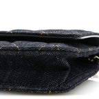 Denim Quilted CC Turnlock Wallet On Chain WOC Dark Blue Orange