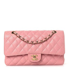 Caviar Quilted Medium Double Flap Pink