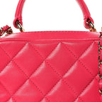 Lambskin Quilted Small Trendy CC Bowling Bag Pink