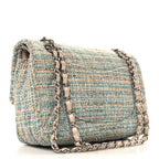 Tweed Quilted Medium Double Flap Blue Multicolor