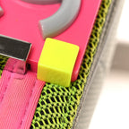 Canvas Quilted Medium Fluo Boy Flap Dark Grey Fuchsia Green
