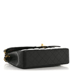 Caviar Quilted Medium Double Flap Black