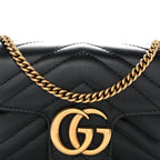Calfskin Matelasse Super Mini GG Marmont Shoulder Bag Black