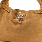 Suede Quilted Small Chanel 25 Handbag Beige