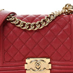 Caviar Quilted Small Boy Flap Fuchsia