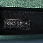 Iridescent Goatskin Quilted Medium Boy Flap Green
