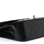 Patent Quilted Sparkle Glitter Medium Double Flap Black