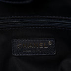 Tweed Shiny Lambskin Quilted Coco Base Small Shopping Bag Dark Blue