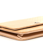 Patent Calfskin Chevron Quilted Wallet On Chain WOC Beige