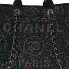 Calfskin Sequin Medium Deauville Tote Black